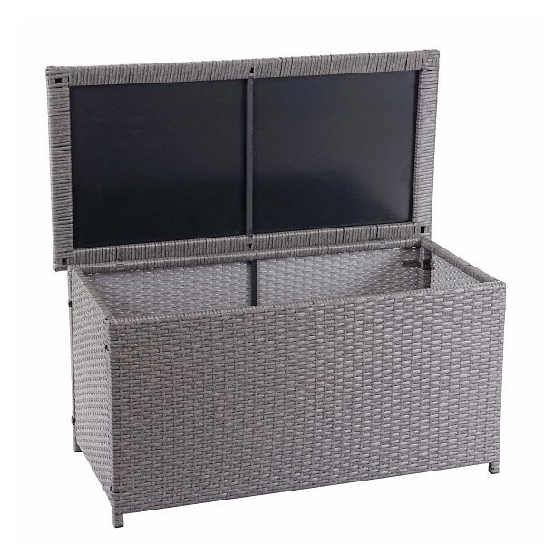 Mendler Poly-Rattan Kissenbox HWC-D88, Gartentruhe Auflagenbox Truhe, Basic grau, 51x115x59cm 250l, 64573