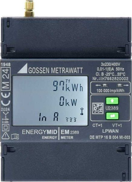Gossen Metrawatt Energiezähler MID, 4-L, 1(6)A LPWAN, U2389-V039