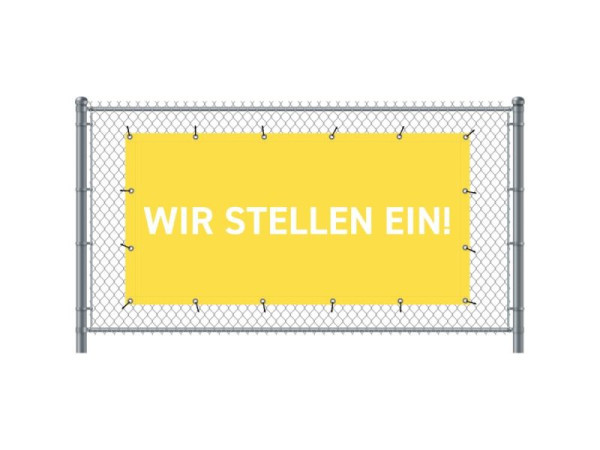 Showdown Displays Zaun-Banner 200 x 100 cm Wir Stellen Ein Deutsch Gelb, FBG200-100-I735