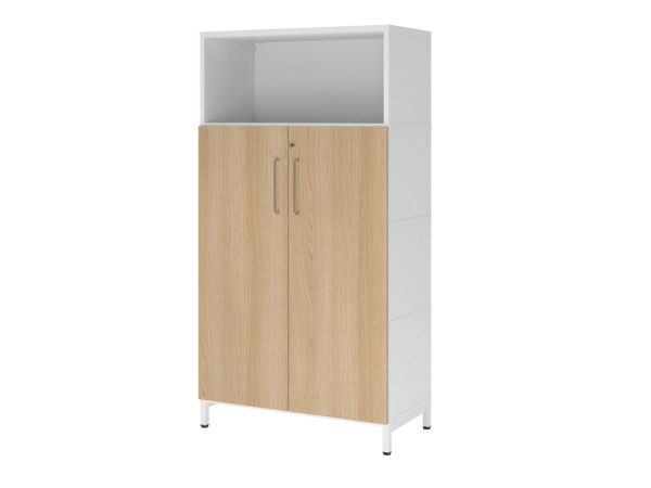 Hammerbacher Regal/Türen, 4OH, Sockel, weiß/eiche, VFW48T3KU/W/E/BS