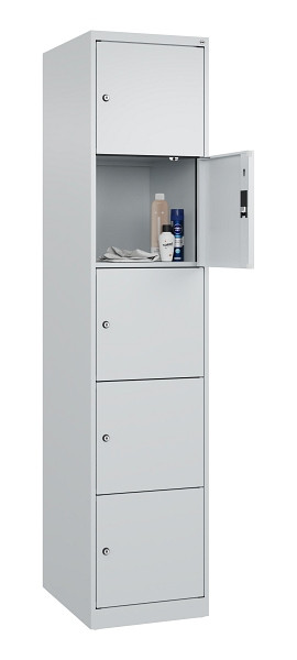 C+P Schließfachschrank Evolo PLUS, 5 Fächer, 1850x400x500mm, 7035/7035, 049000-125 S10013