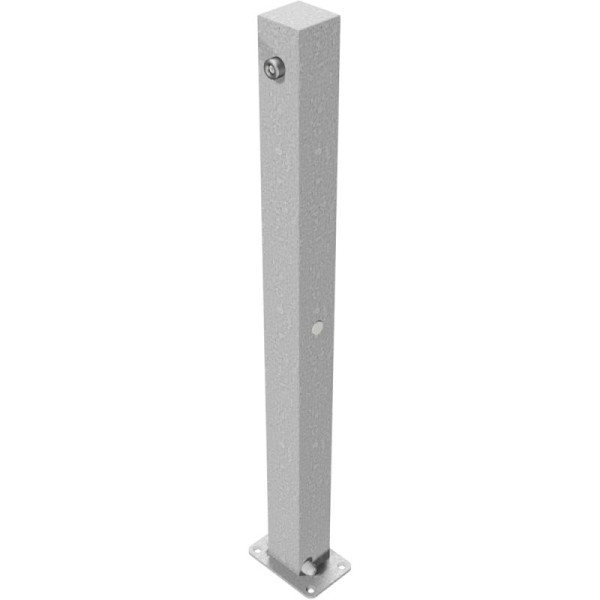 Stein HGS Absperrpfosten -Bollard- 70 x 70 mm mit 8 mm Dreikantverschluss, umlegbar/zum Aufdübeln und Bodenplatte 100x150mm, verzinkt, ohne Ösen, 470un