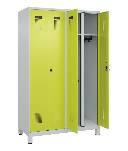 C+P Schwarz-Weiß-Spind Evolo PLUS, mit Füßen, 4 Abteile, 1950x1200x500mm, 7035/1108060 RDS Clowngrün, Abteile 4, Abteilbreite 300 mm, 049012-40 S10015