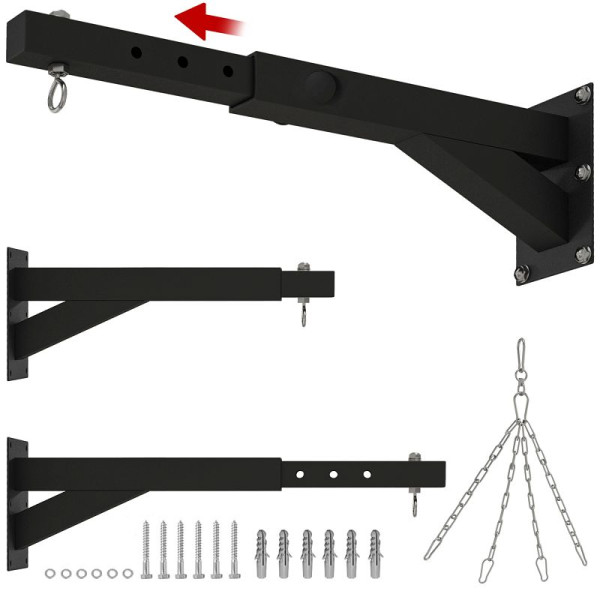 SPORTNOW Boxsackhalterung, 5-stufig längenverstellbar, Wandmontage, bis 60 kg, Stahl, A91-326V00BK