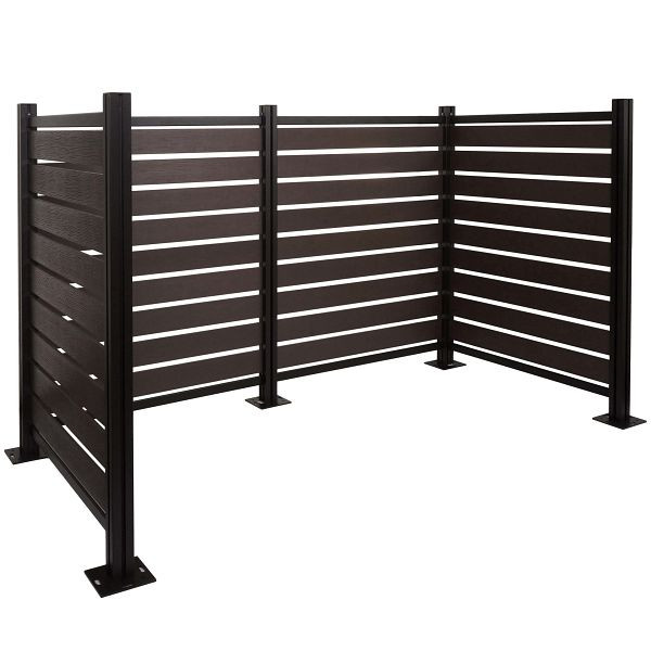 Mendler Alu Mülltonnen-Zaun HWC-K57, Mülltonnenverkleidung, Holzoptik erweiterbar 130x206x110cm, anthrazit, 97041+3x97107