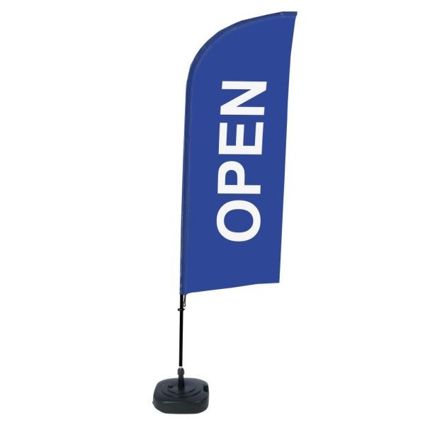 Showdown Displays Beachflag Alu Wind Komplett-Set Geöffnet Blau Englisch, BFAW310-WT21-I57