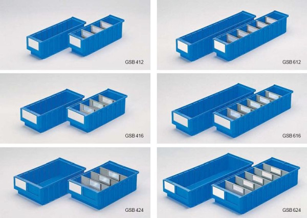 Gruber Systeme Regallagerkasten blau L400xB160xH115mm, Polypropylen, VE: 20 Stück, GSB416/12