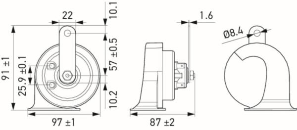 HELLA Fanfare TE40 - 12V - Frequenzbereich: 400/500Hz, 3FH 007 728-981