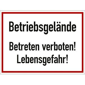 Moedel Betriebsgelände Betreten verboten! Lebensgefahr!, Alu, 400x300 mm, 99079