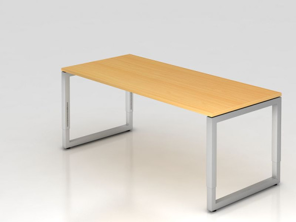 Hammerbacher Schreibtisch O-Fuß eckig 180x80cm Buche, Rechteckform mit schwebender Tischplatte, VRS19/6/S