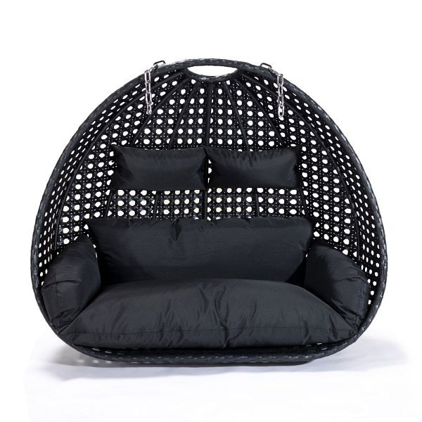 HOME DELUXE Polyrattan Hängesessel TWIN - Schwarz nur Korb und Kissen, 49580