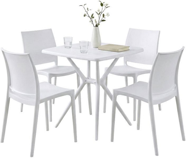 CLP Gartenmöbel-Set Amino mit 4 Stühlen, weiß, 328029