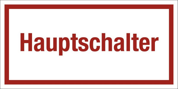 Moedel Hauptschalter, Textschild, Folie, 200x100 mm, 99123