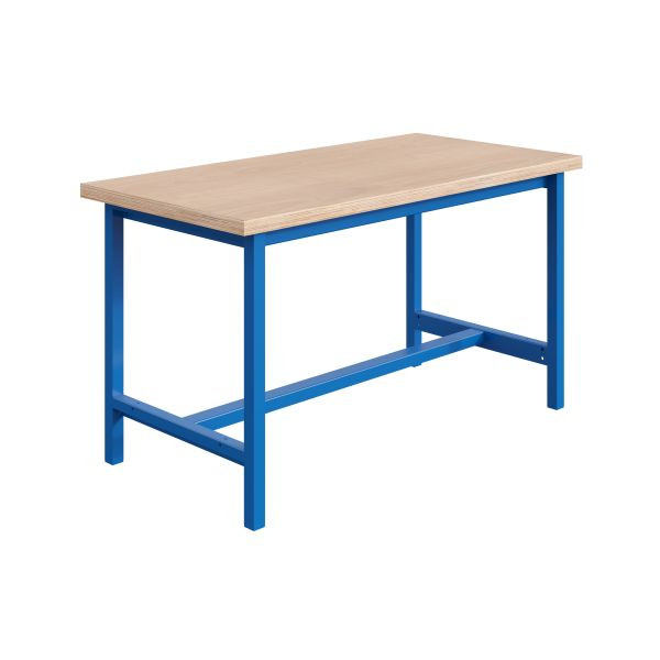 SOFAME PTH Werkbank B 2000 x T 750 x H 840mm, Multiplex-Arbeitsplatte 40 mm, Himmelblau RAL 5015, W010020006BI