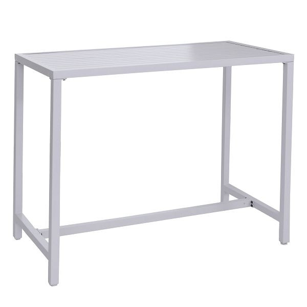 Mendler Stehtisch HWC-P91, Gartentisch Bartisch Tisch, Outdoor Metall 105x130x65cm, hellgrau, 120295