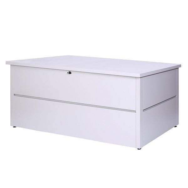 Mendler Gartentruhe HWC-J56, Aufbewahrungsbox Auflagenbox Truhe, Wasserdicht Metall Edelstahl 69x185x85 783l, hellgrau, 81313+81314