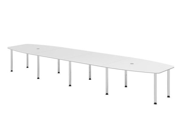 Hammerbacher Konferenztisch KT52C, 520 x 130 cm, Platte: Weiß, 25mm dick, 2 mm Duo-Kante, Zehn-Fuß-Gestell verchromt, Arbeitshöhe 72-74 cm, VKT52C/W/C