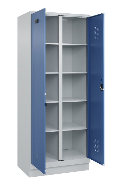 C+P Wäsche-Spind Evolo PLUS, mit Sockel, 2 Abteile, 1950x800x500mm, 7035/5023, Verschluss Zylinderschloss, 049022-22B S10035