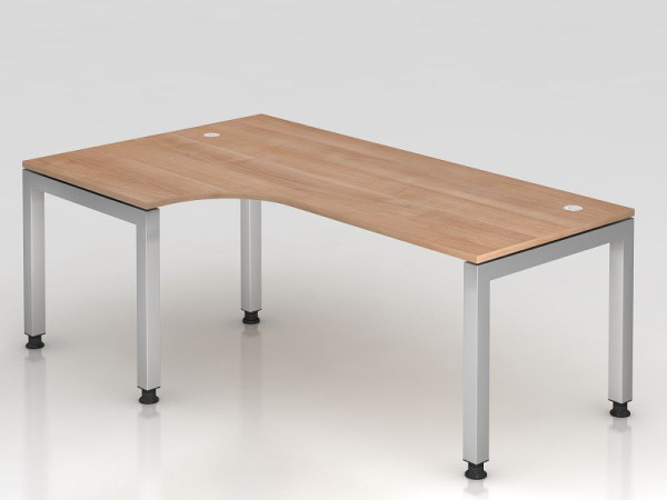 Hammerbacher Winkeltisch U-Fuß eckig 200x120cm 90° Nussbaum, Winkelform 90°, schwebende Platte, VJS82/N/S