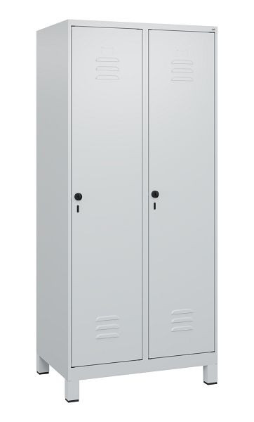 C+P Umkleidespind Classic PLUS, Füße, 2 Abteile, 1800x800x500mm, 7035/7035, Drehriegel, 0800107-22 S10009
