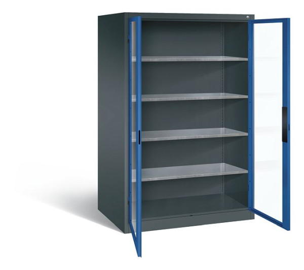 C+P Werkzeugschrank Acurado, H1950xB1200xT800mm, Farbe: Anthrazitgrau / Enzianblau, Muldengriff, 8934-0552 S10010