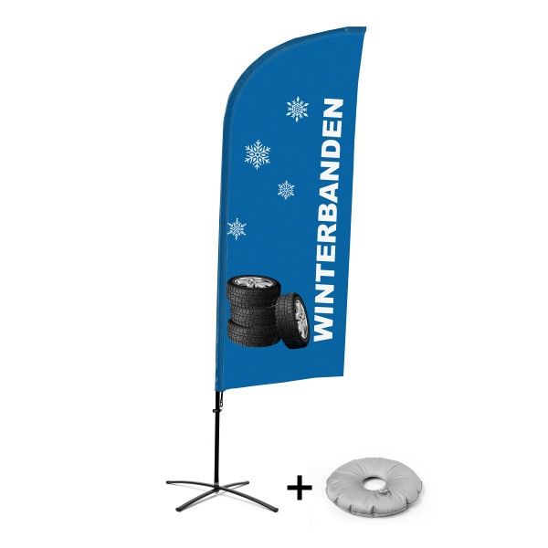 Showdown Displays Beachflag Alu Wind Komplett-Set Winterreifen Niederländisch Kreuzständer, BFAW310-CB30-WB-I110