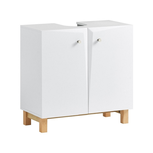 SoBuy Waschbeckenunterschrank mit zwei Türen Weiß 60x30x60 cm, Minimalistisch, BZR92-W