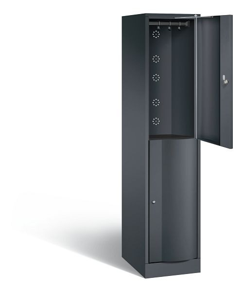 C+P Spind doppelstöckig Resisto, H1950xB396xT540mm, Farbe: Schwarzgrau, 8270-172 S10024