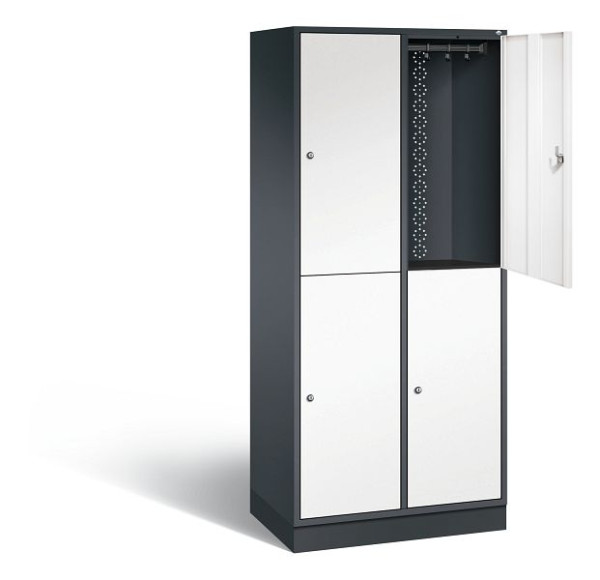 C+P Spind doppelstöckig XL Intro, H1950xB820xT490mm, Farbe: Schwarzgrau / Verkehrsweiß, 8270-202 S10053