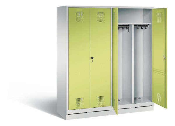 C+P Schwarz-Weiss-Spind Evolo, H1800xB1590xT500mm, Farbe: Lichtgrau / Viridingrün, 48022-42 S10028