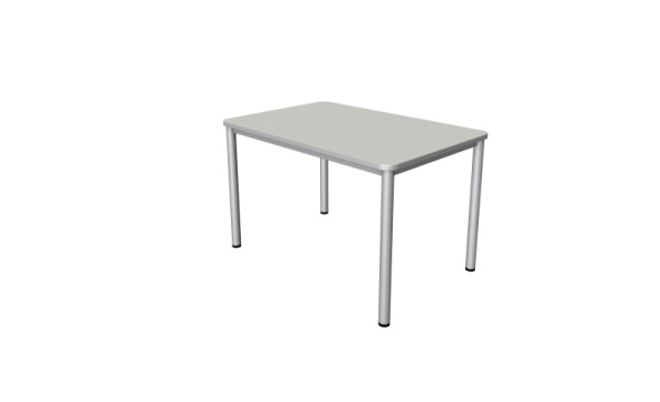 Kerkmann Schreibtisch Prime - B 1200 x T 800 x H 750 mm, 4-Fuß-Gestell in alusilber, lichtgrau, 11040411