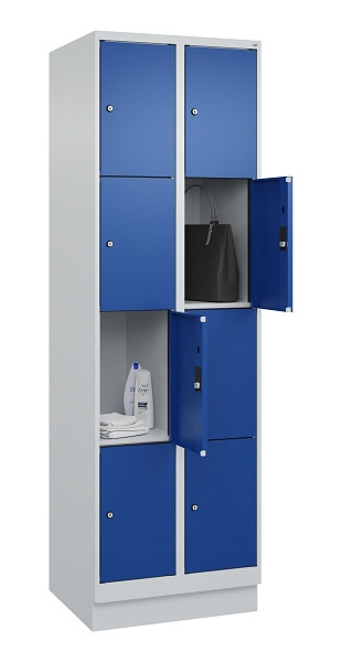 C+P Schließfachschrank Evolo PLUS, mit Sockel, 8 Fächer, 1950x600x500mm, 7035/50, Frontfarbe RAL 5010 Enzianblau, 049020-204 S10006