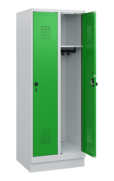C+P Spind Evolo PLUS, Sockel, 2 Abteile, 1630x600x500mm, 7035/6037, Drehriegel, 0490205-20 S10011
