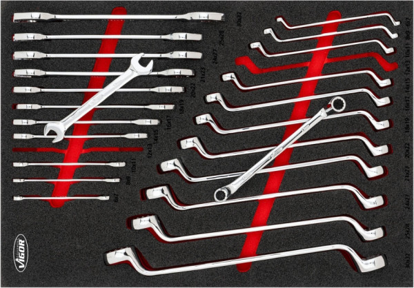 VIGOR Doppel-Ring- und Maulschlüssel Satz, 24-teilig, 6 x 7 – 30 x 32 mm, Anzahl Werkzeuge: 24, V6808N