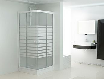 Sanotechnik Eckeinstieg, 2 Schiebetüren, weiß 78-90x190cm Streifen (Bauhaus), P8090WS