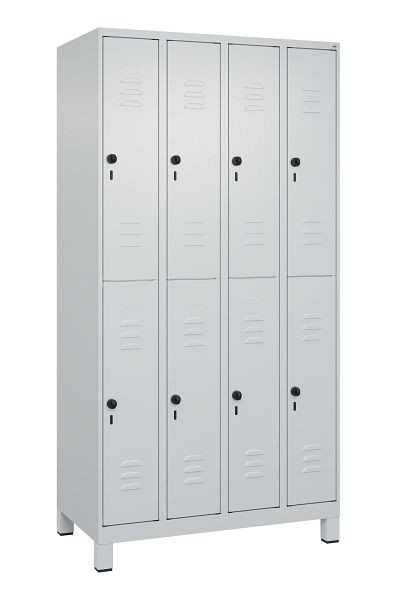 C+P Doppelstöckiger Spind Classic PLUS, Füße, 4 Abteile, 1950x1000x500mm, 7035/7035, 080310-49 S10009