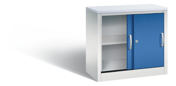 C+P Sideboard mit Schiebetüren Acurado, H720xB800xT400mm, Farbe: Lichtgrau / Enzianblau, Bügelgriff, 2 OH, 5722-00 S10350