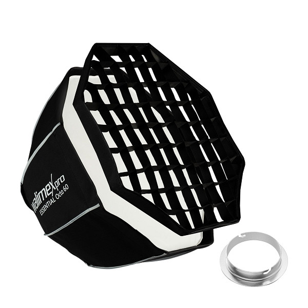 Walimex pro Essential Softbox Octagon 60cm + Softboxadapter für Elinchrom (Außendurchmesser: 15,2 cm), um 360° drehbar, 1023445