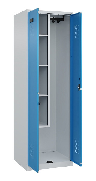 C+P Putzmittel-Spind Evolo PLUS, 2 Abteile, 1850x600x500mm, 7035/5012, Zylinderschloss, 049100-00 S10034