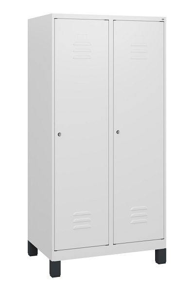 C+P Umkleidespind Classic PLUS, Füße, 2 Abteile, 1630x800x500mm, 9016/9016, Zylinderschlösser, 0800105-22 S10029