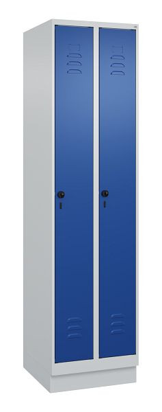 C+P Umkleidespind Classic PLUS, Sockel, 2 Abteile, 1950x500x500mm, 7035/5010, Drehriegel, 080020-29 S10003