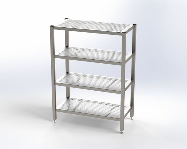KEK Reinraumregal mit gelochten Böden, BxTxH: 1000 x 600 x 1350 mm, 5372275000