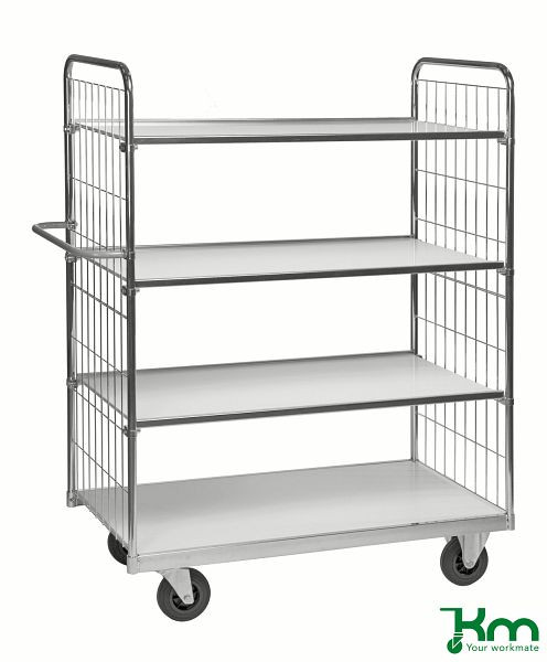Kongamek Stabiler, flexibler Komissionierwagen Serie 9000, 2 Lenk- und 2 Bockrollen mit Bremsen, 1390 x 650 x 1695 mm, KM9000-4MB