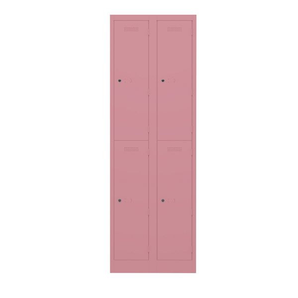 Bisley Garderobenschrank Primary Locker, 2 Abteile mit je 2 Fächern übereinander, 601 pink, PL3050D2601