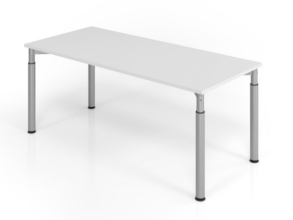 Hammerbacher Schreibtisch YS19, 180 x 80 cm, Platte: Grau, 25 mm dick, ABS-Dickkante, Rechteckform, Silber, VYS19/5/S