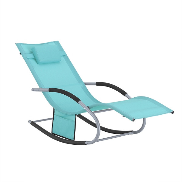 SoBuy Wetterfester Gartenschaukelstuhl Türkis 158x62x86 cm, Industriell, OGS28-HB