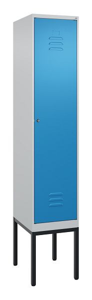 C+P Umkleidespind Classic PLUS mit Mitteltrennwand, Gestell, 2120x400x500mm, 7035/5012, Zylinderschloss, 0800307-12F S10019