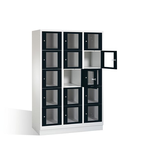 C+P Schließfachschrank Classic, H1800xB1200xT500mm, Farbe: Lichtgrau / Schwarzgrau, 8020A325 S10005