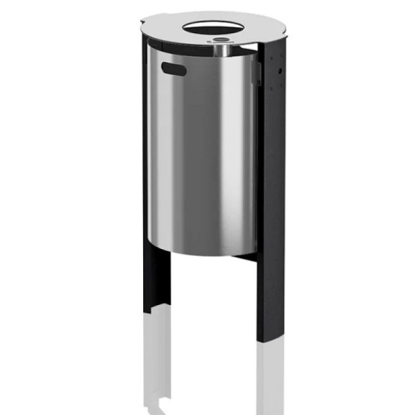 Stein HGS Abfallbehälter 'City 450', mit Ascher, zur Pfostenmontage (Rohrschelle Ø76mm), RAL 3000 feuerrot, RAL 9007 graualuminium, 36676-14-3