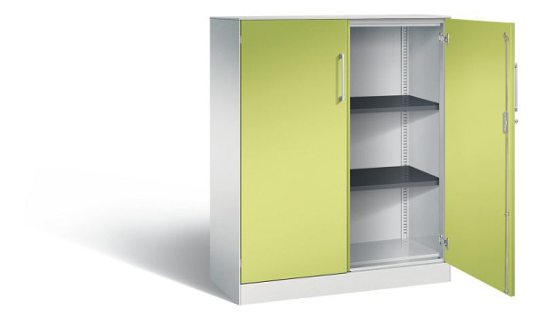 C+P Flügeltürenschrank Asisto, H1310xB1000xT435mm, Farbe: Lichtgrau / Viridingrün, Bügelgriff, 3 OH, 141032-000 S10196